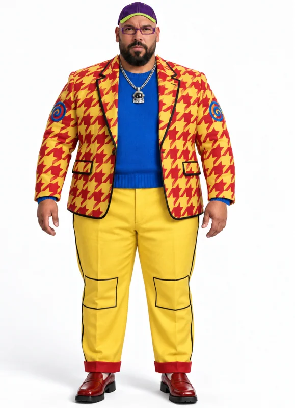 FatG #888 | fully clothed funky houndstooth novelty tailoring