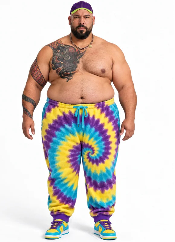 FatG #6444 | topless funky tie-dye fleece pants